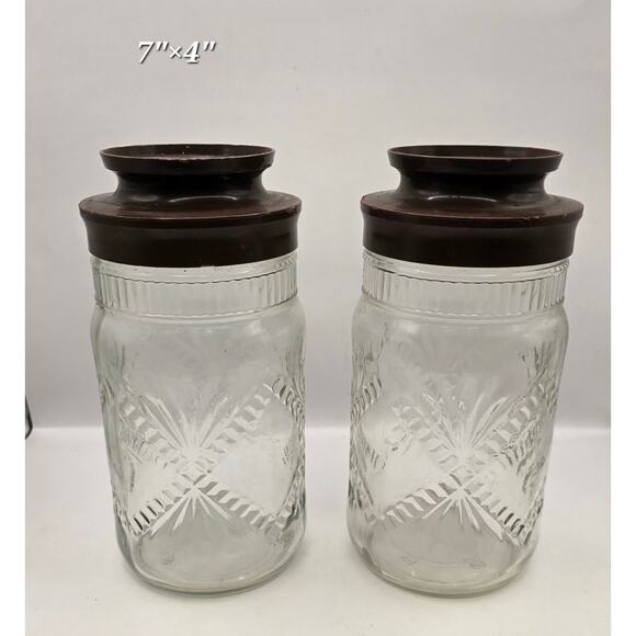 Vintage Anchor Hocking Pressed Glass Kitchen Canister Set - Picture 1 of 5